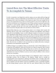 Listed Here Are The Most Effective Traits To Accomplish In Tainan.doc